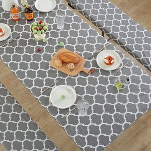 3-delige tafelkledenset Waterdicht rechthoekig vinyl tafelkleed Elastisch tafelkleed met flanelrug, opvouwbaar tafelkleed Afwasbare oliebestendige PVC-tafelhoes voor keukenrestaurant picknicktafel