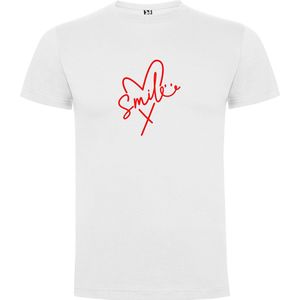 Wit T-Shirt met “Smile“ Afbeelding Rood Maat M