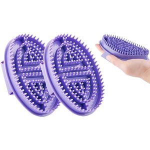 Meridian Drukborstel - 2 stuks - Ontspanningsmassageborstel voor het lichaam - Lichaamsscrubborstel - Badborstel - SPA-massageapparaat - Voor Meridian Hoofdhuid Ontspanningsmassage voor het hele lichaam, verlicht spierspanning (paars)