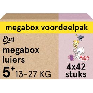 Etos Luiers - Woezel & Pip - Maat 5+ - 13 tot 27kg - Megabox Voordeelpak - 168 stuks