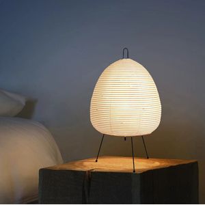 Tafellamp - staande lamp - Japanse rijstpapier lamp - zwarte pootjes - metaal - japandi - wabi sabi