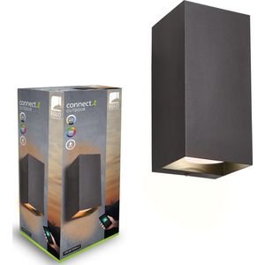 EGLO connect.z Eremitana-Z Smart Wandlamp Buiten- GU10 - 24 cm - Zwart - Instelbaar RGB & wit licht - Dimbaar - Zigbee