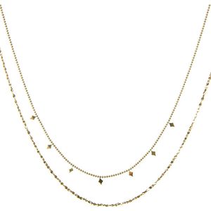 Amberz Agatha Dubbele Gouden Ketting Dames – Layerketting met Diamantvorm – 14k Verguld – Duurzaam