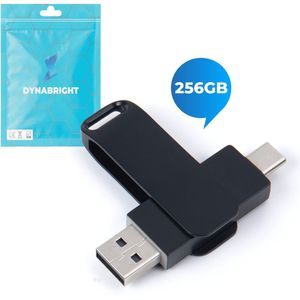 DynaBright USB Stick 256GB – USB 3.1 & Type-C – Hoge Snelheid – USB-C Stick - Plug & Play - Geschikt Voor Laptops, Smartphones en Tablets - Schokbestendig