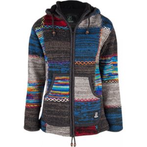 Gebreid Wollen Heren/Uni Vest van Schapenwol met Polyester Fleece voering en afneembare capuchon - SHAKALOHA - M Patch ZH BlitzMulti M