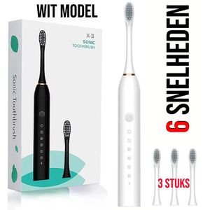 Elektrische Tandenborstel Set - Ultrasone Smart Sonic - Wit - Incl. 3 Opzetborstels