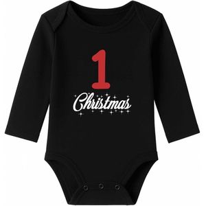 Romper 1st Christmas - zwart - lange mouw