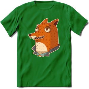 Casual vos T-Shirt Grappig | Dieren fox Kleding Kado Heren / Dames | Animal Skateboard Cadeau shirt - Donker Groen - M