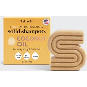 Kitsch Coconut Oil Shampoo Bar | Shampoo | Geroosterde vanille en macadamiamelk | Curly | Krullend haar | 91GR | Kappers Kwaliteit