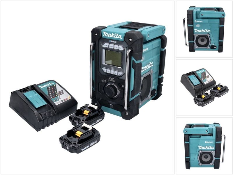 Makita DMR 301 RA snoerloze bouwplaatsradio 12 V max. - 18 V DAB / DAB+ / Bluetooth + 2x accu 2.0 Ah + lader