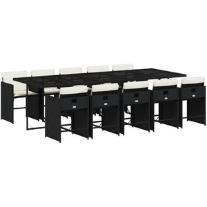 vidaXL Tuinset - 11-delig - Poly Rattan - Zwart Tuinsets - Buitendecoratie - Lounge Set - Eetkamerset - Ratten Meubel