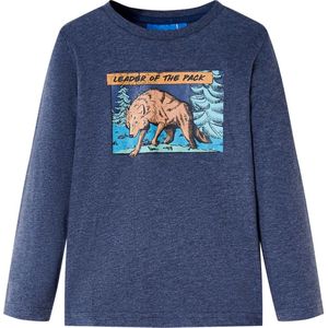 vidaXL - Kindershirt - met - lange - mouwen - 140 - gemêleerd - donkerblauw