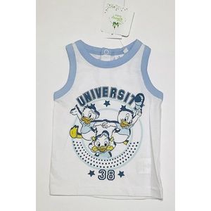 Disney Kwik Kwek en Kwak mouwloos t-shirt / hemd - wit/lichtblauw - maat 92 (30 maanden)