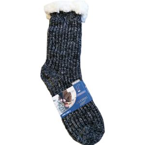 Huissokken - Warme wintersokken - Thermo - Gevoerd - Uniseks - Kleur Donkergrijs - Effen Zonder patroon - Maat 39-46 -Huissokken - Antislip - Cadeau - Vaderdag - Moederdag - Kerst