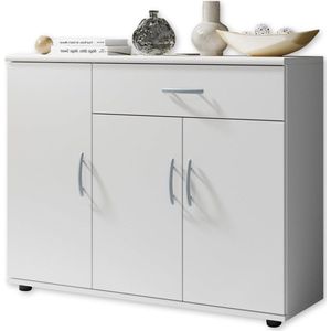 Moderne witte commode met lade - Dressoir met veel opbergruimte voor woonkamer, eetkamer en hal 90 x 70 x 30 cm