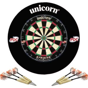 Unicorn - PDC Darts Striker Home Dartset - Dartbord - Beschermring - Dartpijlen - Zwart
