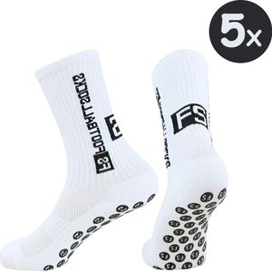 BukkitBow – Set van 3 Gripsokken – Antislip Sportsokken Heren & Dames – Sokken voor Hardlopen, Voetbal, Tennis & Fitness - Wit