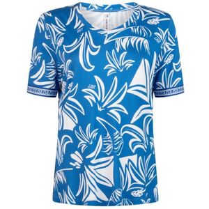 ZOSO 242 Emilia Print T-Shirt With Tricot Cuff Strong Blue/White