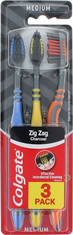 Colgate Zig Zag Charcoal 3 Pack Tandenborstel - Medium