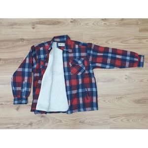 Geruit Houthakkershemd voor Mannen – Flanellen Thermojack, Gevoerd, Rood, XL