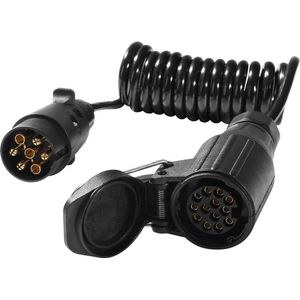 Trailer Board Extension Lead 7-pins naar 13-pins aanhangerverlengkabel - Spiraalvormige verlengsnoer 18 m werklengte