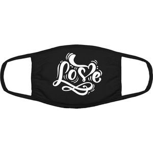 Love mondkapje | liefde | valentijn | gezichtsmasker | bescherming | bedrukt | logo | Zwart / Wit mondmasker van katoen, uitwasbaar & herbruikbaar. Geschikt voor OV