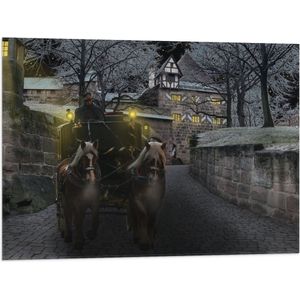 Vlag - Pad - Persoon - Bomen - Huis - Dier - Paarden - Lampen - 80x60 cm Foto op Polyester Vlag