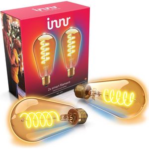 Innr - E27 Filament Lamp - LED Smart Bulb - Warmwit tot Koelwit Licht - 620 Lumen - Dimbaar - 2 Pack