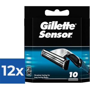 Gillette Sensor Scheermesjes Voor Mannen - 10 Navulmesjes - Voordeelverpakking 12 stuks