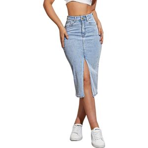 Livano Spijkerrok - Rok - Jeansrok Dames - Denim - Spijkerjurk - L