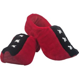 Elcee-Haly – Klomp sloffen – Rood / Zwarte Pantoffelklomp met Amsterdamse vlag – Warme sloffen – Rood / Zwart – Maat 25/26/27