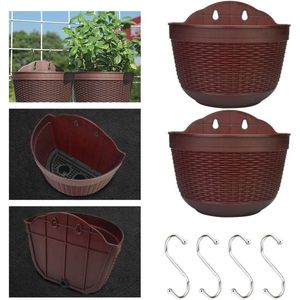 Plantenhanger Hangende Plantenpotten - Hars Wandplantenmanden - Bruin - Balkon Terras
