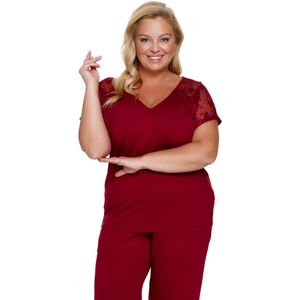 Doctor Nap Pyjama Dames Viscose Volwassenen Korte Mouw Lange Broek Burgundy Red PB.7259 38 / M