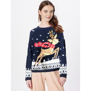 Kersttrui Dames / Christmas Sweater Women | Rendier | Blauw | Maat S