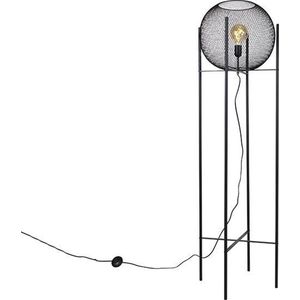 QAZQA mesh_ball - Moderne Vloerlamp | Staande Lamp - 1 lichts - H 150 cm - Zwart - Woonkamer | Slaapkamer | Keuken