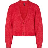 Pieces - Pcjimma Ls V-neck Knit Cardigan - Goji Berry - Dames Vest