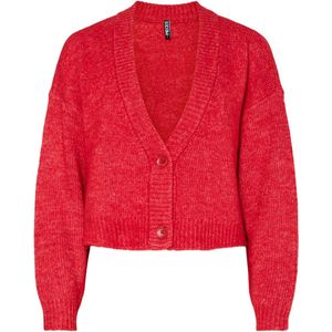 Pieces - Pcjimma Ls V-neck Knit Cardigan - Goji Berry - Dames Vest
