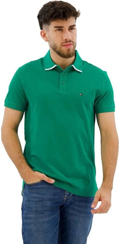 Tommy Hilfiger Monotype Undercollar Reg Korte Mouw Poloshirt Groen XL Man