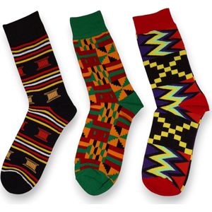 Afrikaanse sokken / Afro sokken / Kente print - Set van 3 paar - Afrika print kousen / Happy Colorful Socks / Vrolijke sokken Maat 35-40