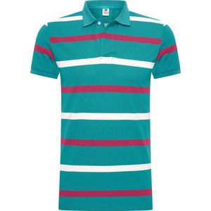 STRETCH HEREN POLO SHIRT MET KORTE MOUWEN - Staande klassieke kraag - turquoise - maat XL