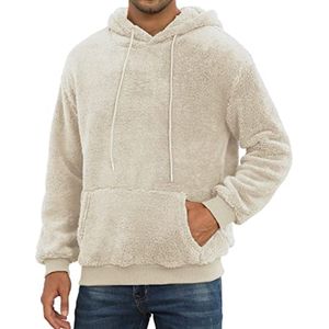 Heren Sherpa Fleece Hoodie met Zak - Casual Pullover voor Winter - Lange Mouwen