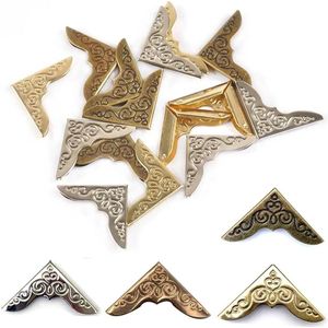 40 Pieces Beech Metal Iron Corner Covers Vintage Triangle Engraved Antique Book Photo Album for Notebook