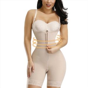 Body shaper - Slimming Bodysuit met opening voor toiletbezoek - Corrigerende body – Shapewear - Full body shaper dames - High waist shaper - Shapewear buik - Waist trainer - Butt Lift – Afslank - Maat: S - Beige - LOUZIR