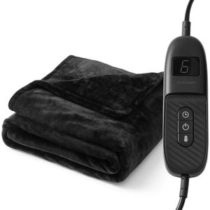 Elektrische Warmtedeken - Bovendeken 2 persoons - Fleece Deken - Knuffeldeken - 180X160cm - 9 standen - Zwart - Vivid Green