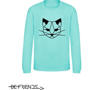 Be Friends Sweater - Kat - Kinderen - Mint groen - Maat 7-8 jaar