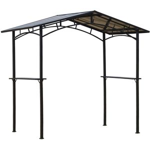 Barbecue Paviljoen – Tuinpaviljoen – BBQ Overkapping – Barbecue Schuilhut – Buitenverblijf – Aluminium en Metaal – Dubbel Polycarbonaat Dak – 2,5x1,5 Meter – Zwart