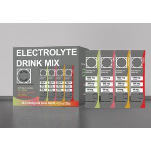 Electrolyte drink mix | 20 Sachets | 1 sachet = 1 liter | 4 smaken | Energie | Vochtbalans | Zenuwfunctie | Spierfunctie |