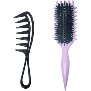 Ibenzoa® Tandkammen set met brede tanden en krulborstel voor veelzijdige haarstyling