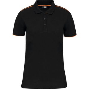 WK. Designed To Work Contrasterende damespolo Day To Day korte mouwen WK271 - Black / Orange - 3XL