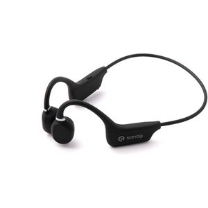 Sanag Bone Conduction Headphone-Draadloze Sport Headphone – Bluetooth Sport Hoofdtelefoon – Open Ear Draadloze Koptelefoon – Waterdicht, Lichtgewicht & Met Microfoon – Voor Hardlopen en Fietsen –Zwart – Sanag